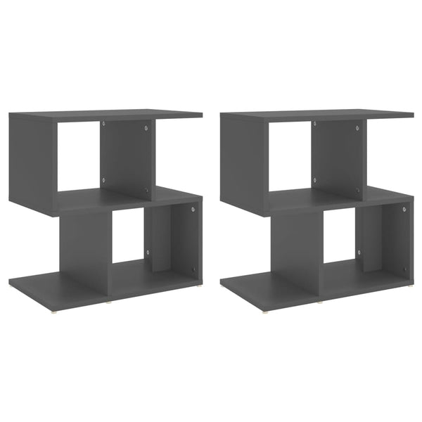 Nachttische Grau 2er Set Holz