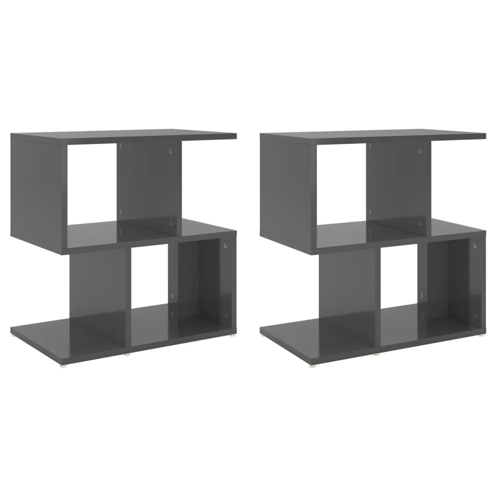 vidaXL Nightstands 2 pcs. High Gloss Grey 50x30x51.5 cm Engineered Wood