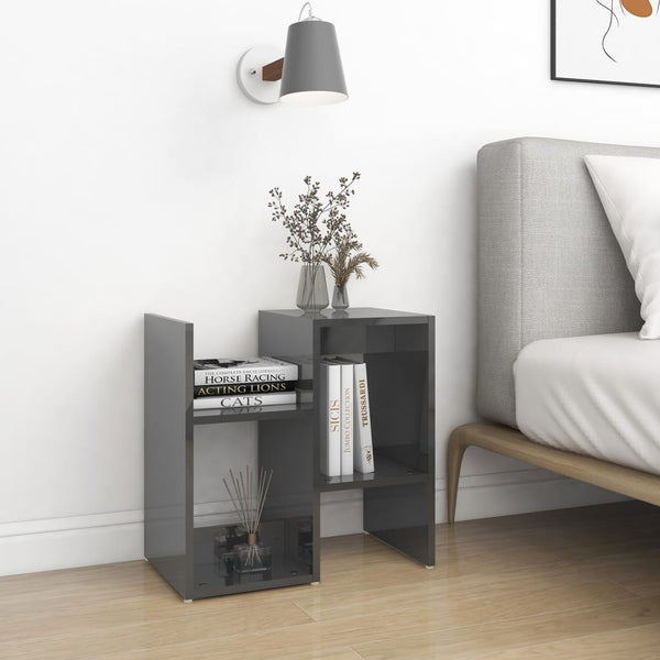 Nachttische Grau Hochglanz, 2er Set