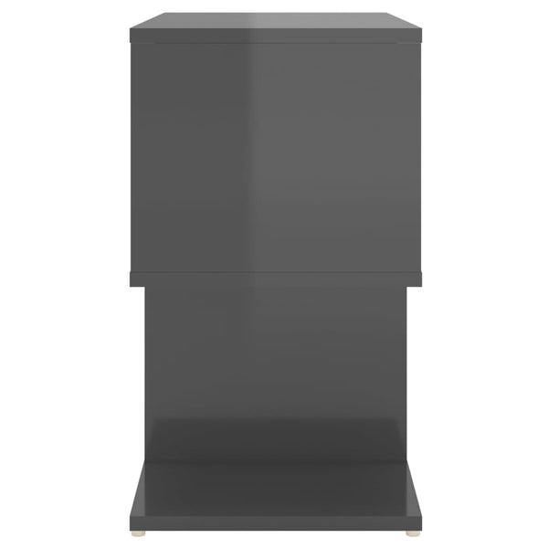 Nachttische Grau Hochglanz, 2er Set
