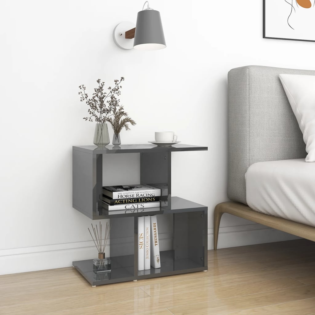 Nachttische Grau Hochglanz, 2er Set