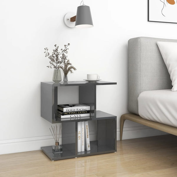Nachttische Grau Hochglanz, 2er Set