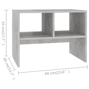 vidaXL Table d'appoint gris béton 60x40x45 cm Bois d'ingénierie
