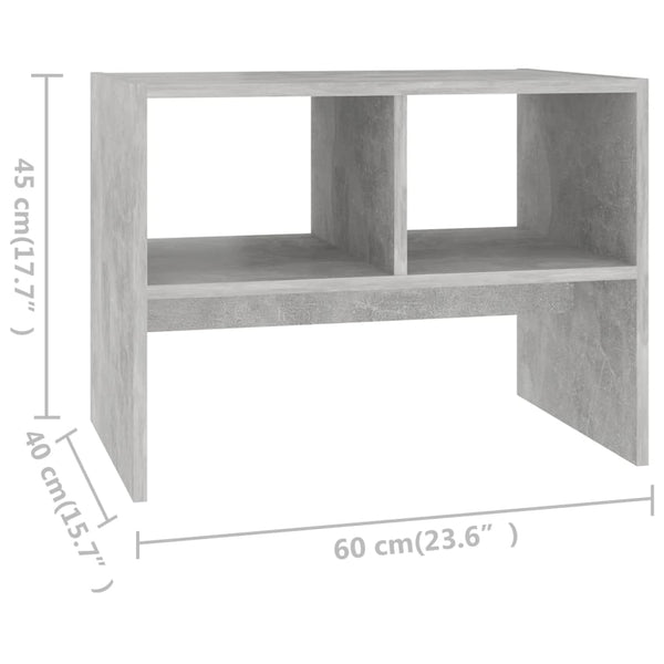 vidaXL Table d'appoint gris béton 60x40x45 cm Bois d'ingénierie