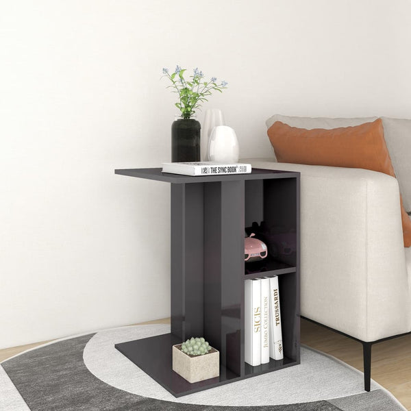 Hochglanz Grau Beistelltisch 60x40x45 cm