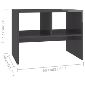 Hochglanz Grau Beistelltisch 60x40x45 cm