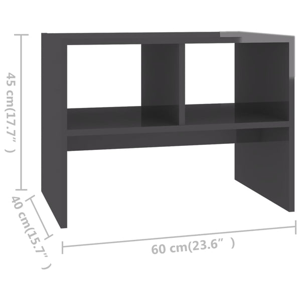 Hochglanz Grau Beistelltisch 60x40x45 cm