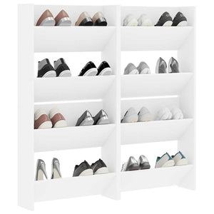 Weiße Wand-Schuhschränke, 4er Set