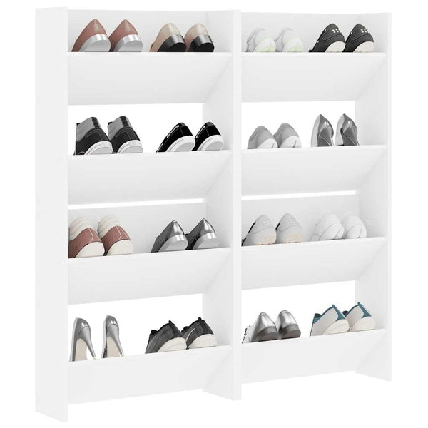 Weiße Wand-Schuhschränke, 4er Set