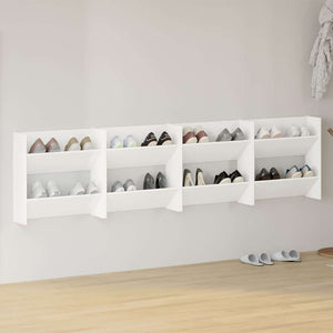 Weiße Wand-Schuhschränke, 4er Set