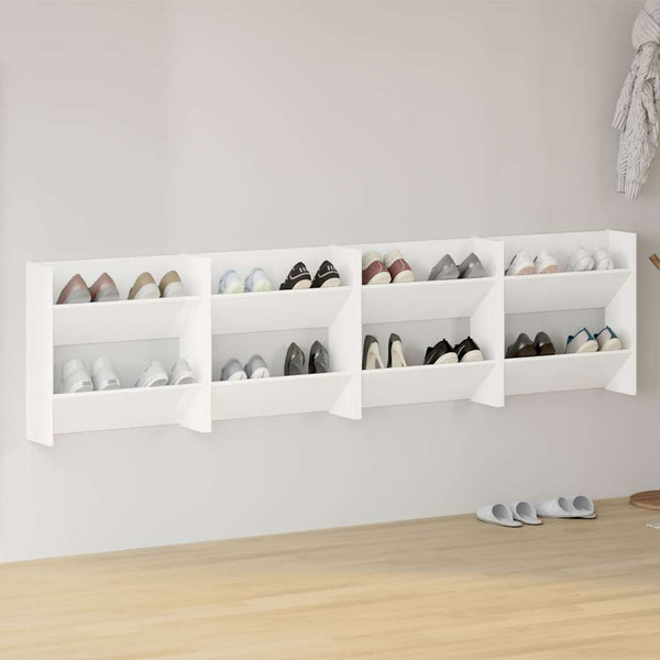 Weiße Wand-Schuhschränke, 4er Set