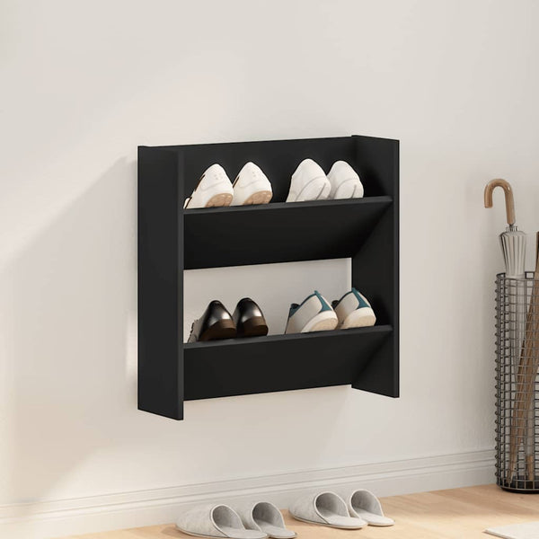 Schwarzer Wand-Schuhschrank 60 cm