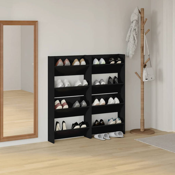 Wand Schuhschrank Schwarz, 4er Set