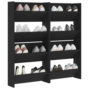 Wand Schuhschrank Schwarz, 4er Set