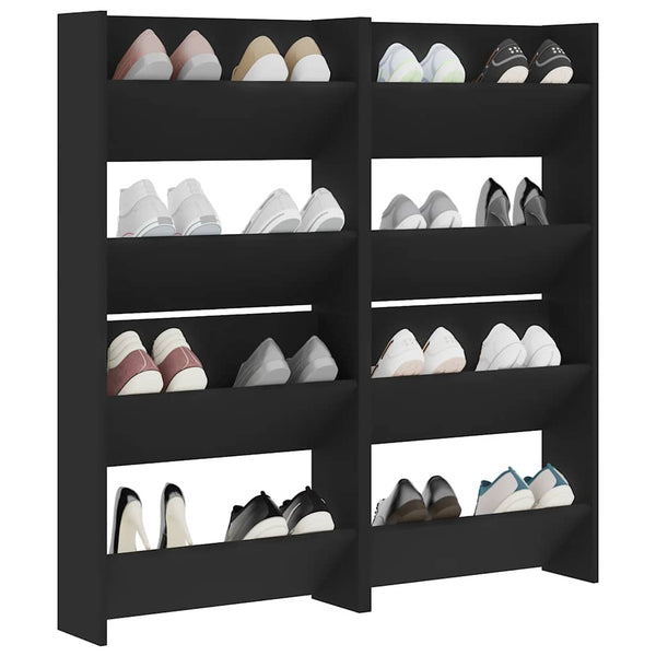 Wand Schuhschrank Schwarz, 4er Set