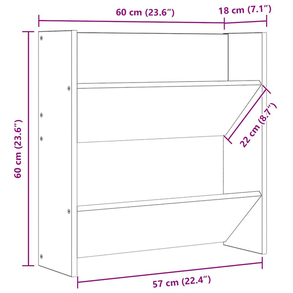 Wand Schuhschrank Betongrau 60cm