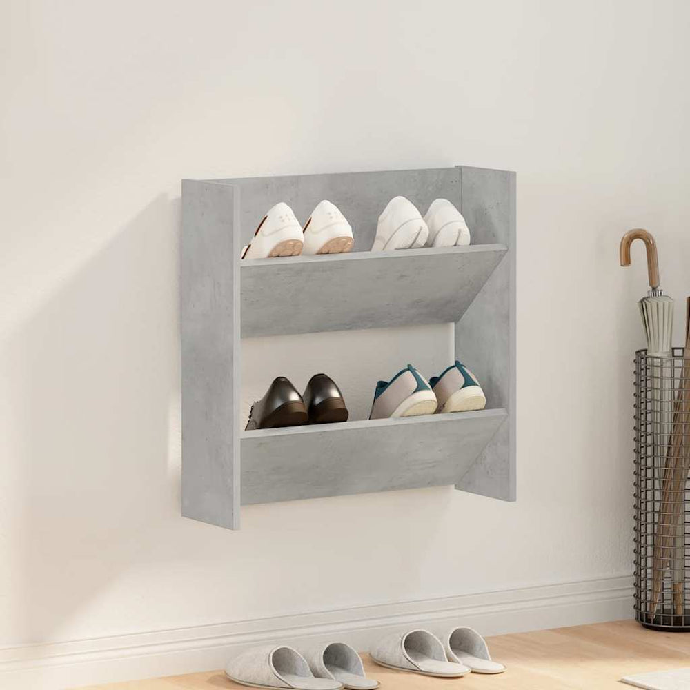 vidaXL Wall-Mounted Shoe Cabinet Concrete Grey 60x18x60 cm Engineered Wood