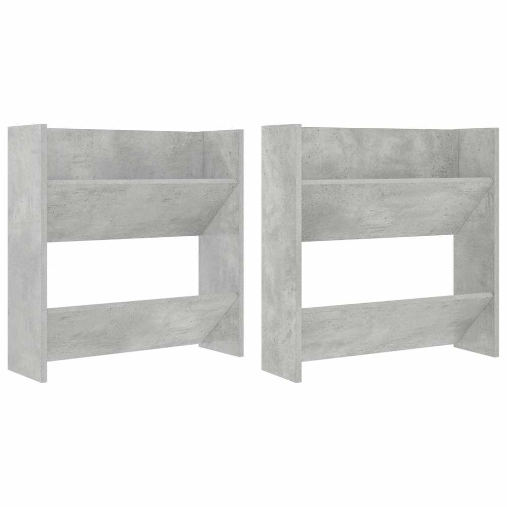 vidaXL Wall-Mounted Shoe Cabinets 2 pcs Concrete Grey 60x18x60 cm Engineered Wood