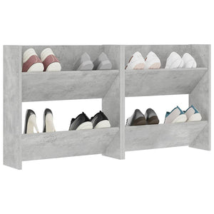 Wand-Schuhschränke, Betongrau, 2er-Set