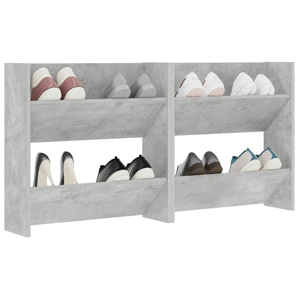 Wand-Schuhschränke, Betongrau, 2er-Set