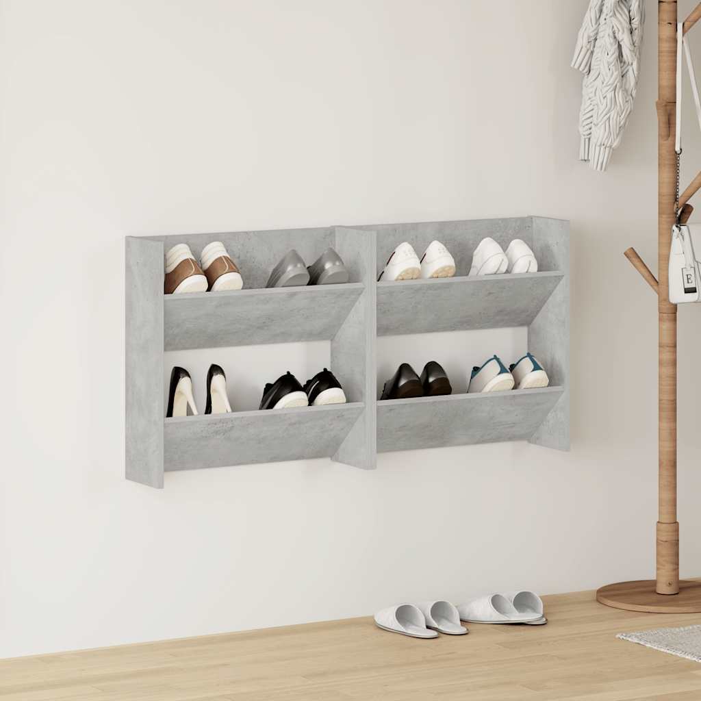 Wand-Schuhschränke, Betongrau, 2er-Set