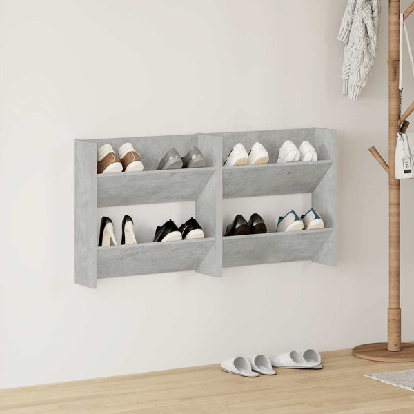 Wand-Schuhschränke, Betongrau, 2er-Set