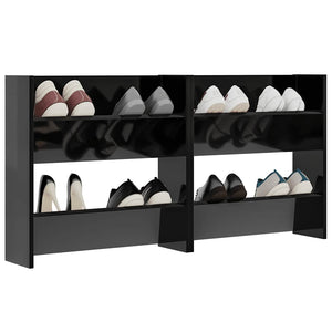 Wand-Schuhschrank, Hochglanz Schwarz, 2er-Set