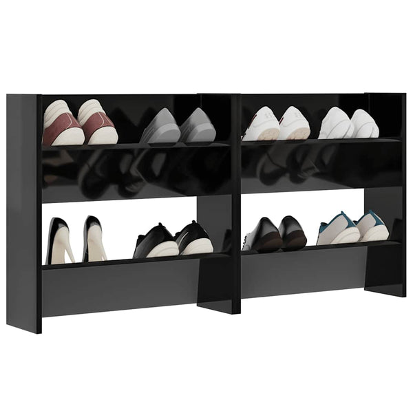 Wand-Schuhschrank, Hochglanz Schwarz, 2er-Set