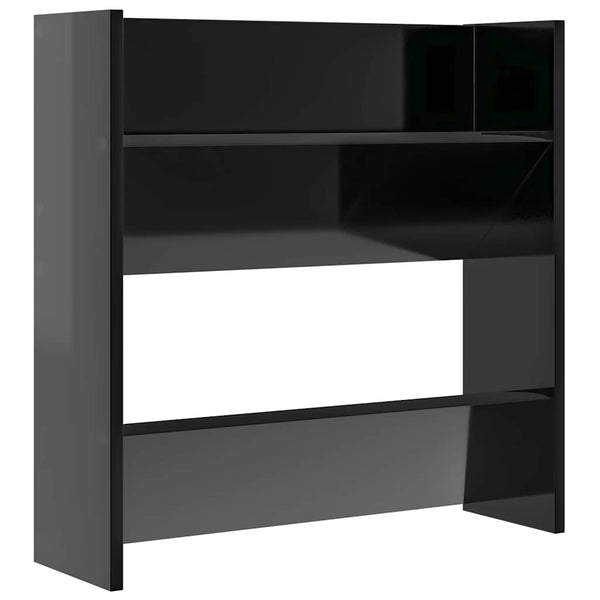 Wand-Schuhschrank, Hochglanz Schwarz, 2er-Set