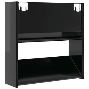 Wand-Schuhschrank, Hochglanz Schwarz, 2er-Set