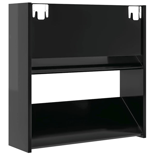 Wand-Schuhschrank, Hochglanz Schwarz, 2er-Set