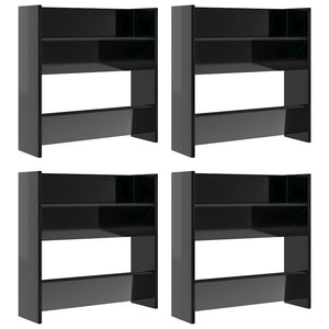 Wand-Schuhschränke, Hochglanz Schwarz, 4er-Set