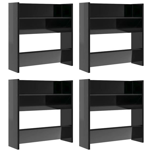 Wand-Schuhschränke, Hochglanz Schwarz, 4er-Set