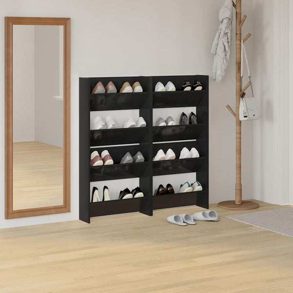 Wand-Schuhschränke, Hochglanz Schwarz, 4er-Set