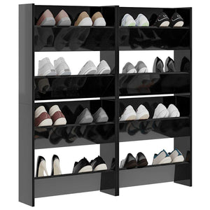 Wand-Schuhschränke, Hochglanz Schwarz, 4er-Set