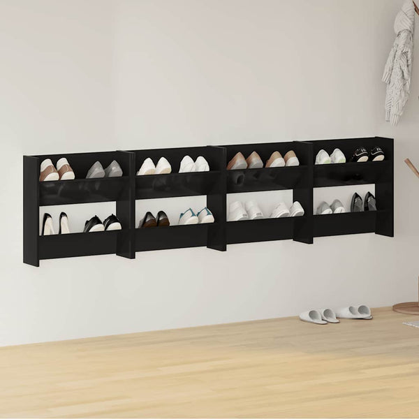 Wand-Schuhschränke, Hochglanz Schwarz, 4er-Set