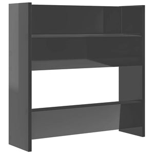 Wand Schuhschrank Grau Hochglanz