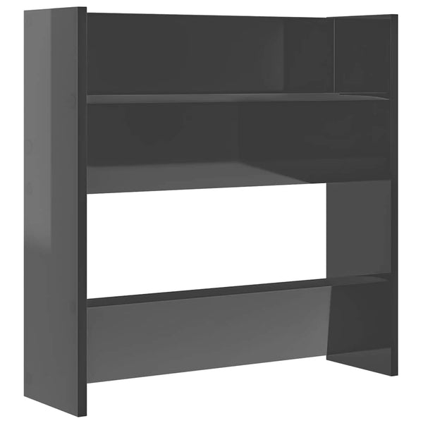 Wand Schuhschrank Grau Hochglanz