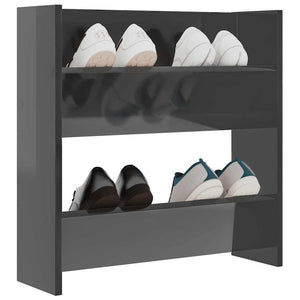 Wand Schuhschrank Grau Hochglanz