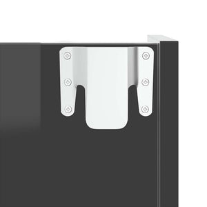 Wand Schuhschrank Grau Hochglanz