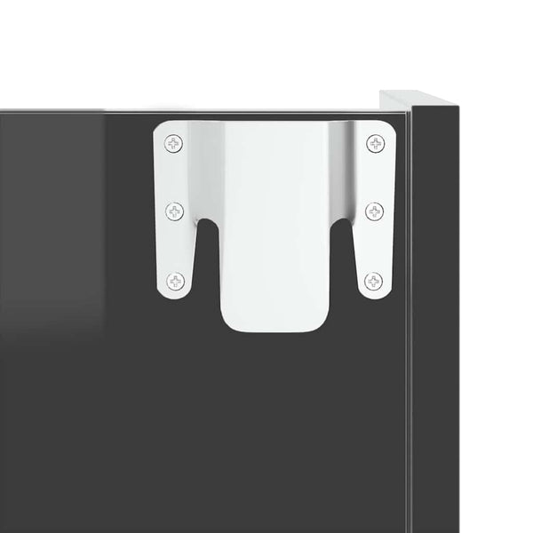 Wand Schuhschrank Grau Hochglanz