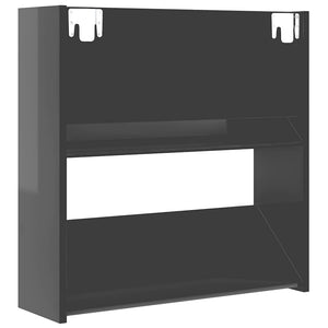 Wand Schuhschrank Grau Hochglanz, 2er Set
