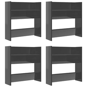 Wand-Schuhschrank Grau Hochglanz, 4er-Set
