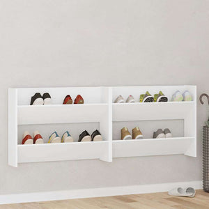 Weiße Wand-Schuhschränke, 2er Set