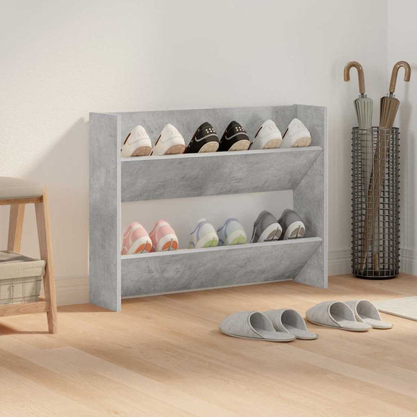 vidaXL Meuble à chaussures mural gris béton 80x18x60 cm bois d'ingénierie