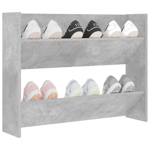 vidaXL Meuble à chaussures mural gris béton 80x18x60 cm bois d'ingénierie