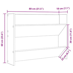 vidaXL Meuble à chaussures mural gris béton 80x18x60 cm bois d'ingénierie