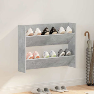 vidaXL Meuble à chaussures mural gris béton 80x18x60 cm bois d'ingénierie