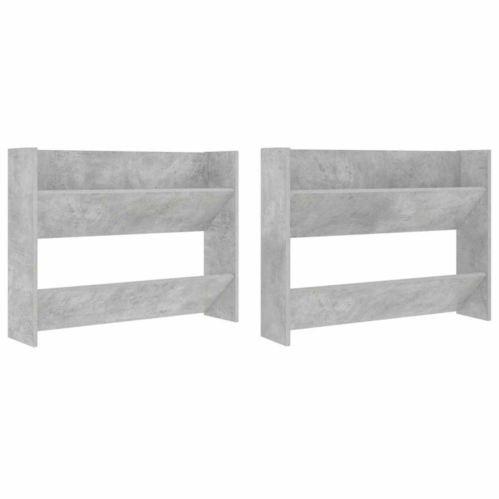 vidaXL Wall-Mounted Shoe Cabinets 2 pcs Concrete Grey 80x18x60 cm Engineered Wood