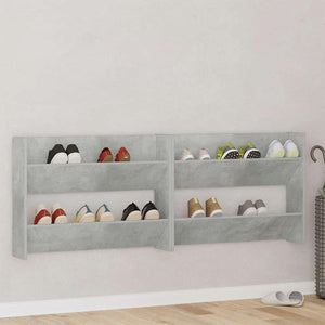 Wand-Schuhschrank Betongrau, 2er Set